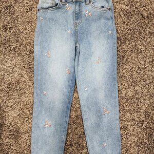 Cat & Jack NWOT Floral embroidery Jeans Size 6 stretch waistband